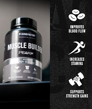 Jacked Factory Creatine Monohydrate Powder 150g - Creatine Supplement for Muscle Growth, Increased Strength & Essentials Muscle Builder - Daily Muscle Builder with PeakATP (30 Capsules)
