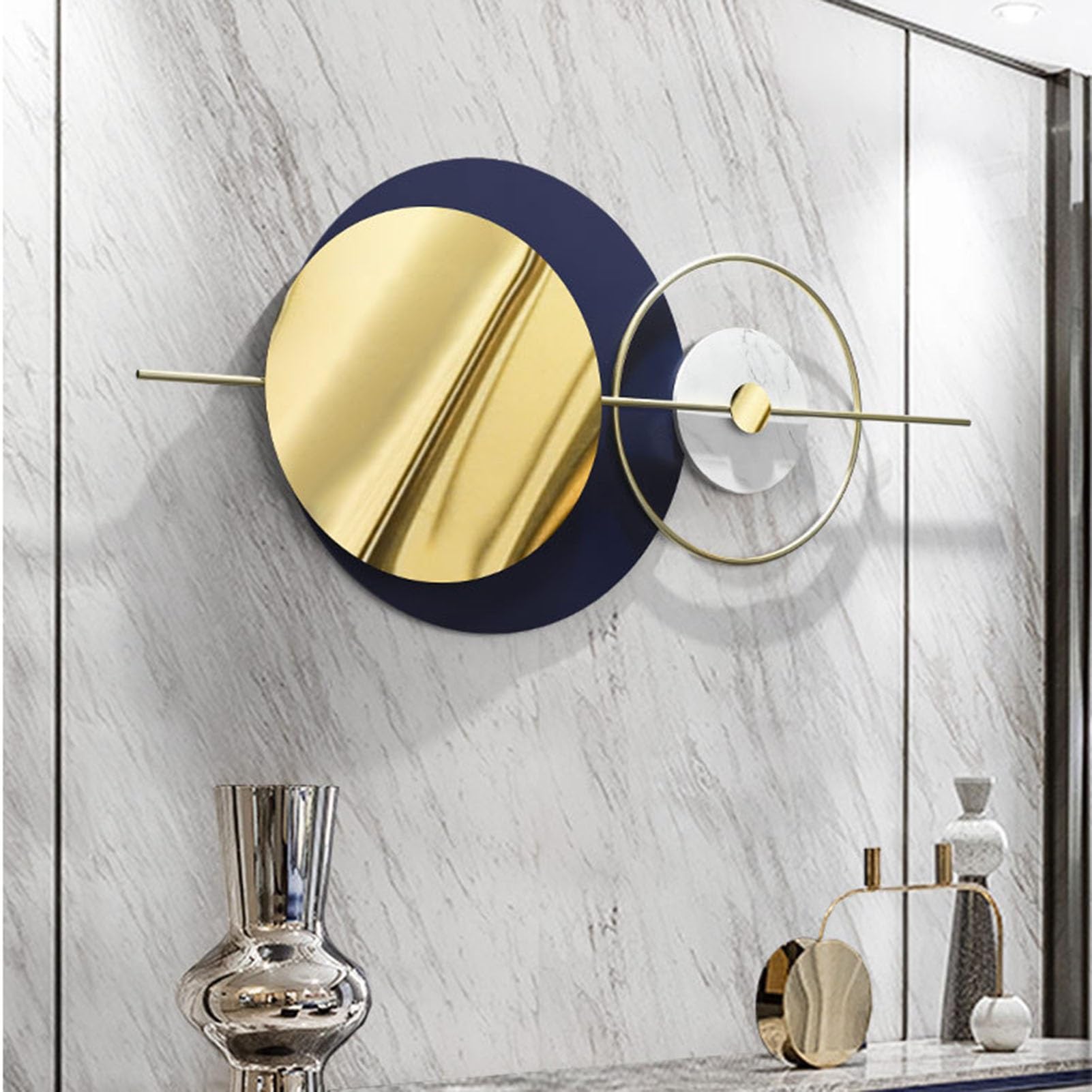 Sztuka dekoracji ścian i metali Duże 3D Dekoracje Ścienne Rzeźby Ścienne, Nowoczesne Kreatywne Geometryczne Okrągłe Dekoracje Ścienne 110 cm × 52 cm do Salonu