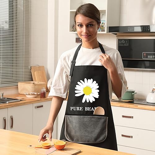 Miniatura 2 de -Delantales para mujer con bolsillos, delantal con paño de mano extraíble. Delantal ajustable para cocina (paquete de 1)