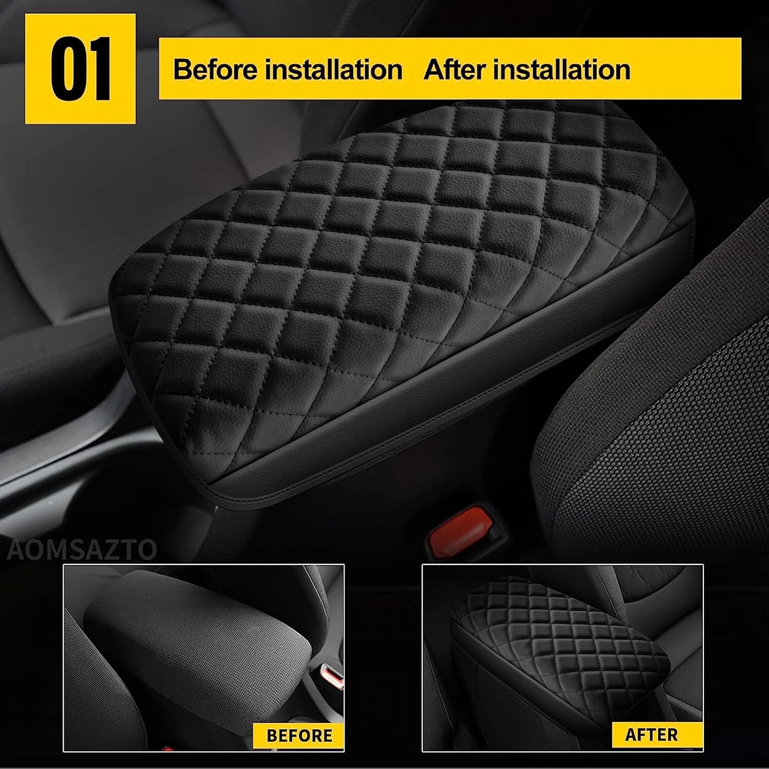 AOMSAZTO Console Pad for 2014-2019 Toyota Corolla Armrest Pad for Toyota Corolla Black