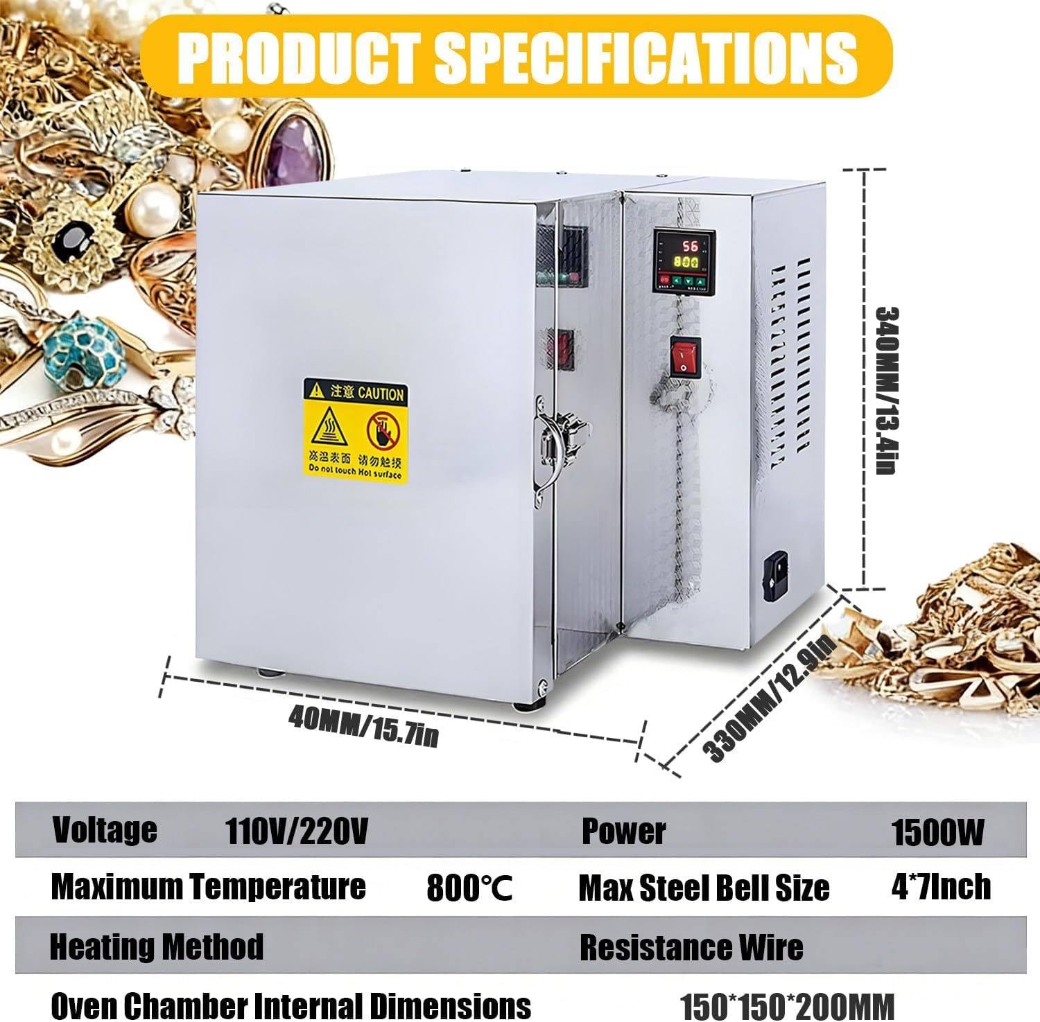 1500-W-Elektro-Ausbrennofen, Elektro-Schmelzofen Für Metalle, 800℃ Brennofen, Geschlossene Labor-Muffelöfen, Geschlossener Hochtemperatur-Laborofen