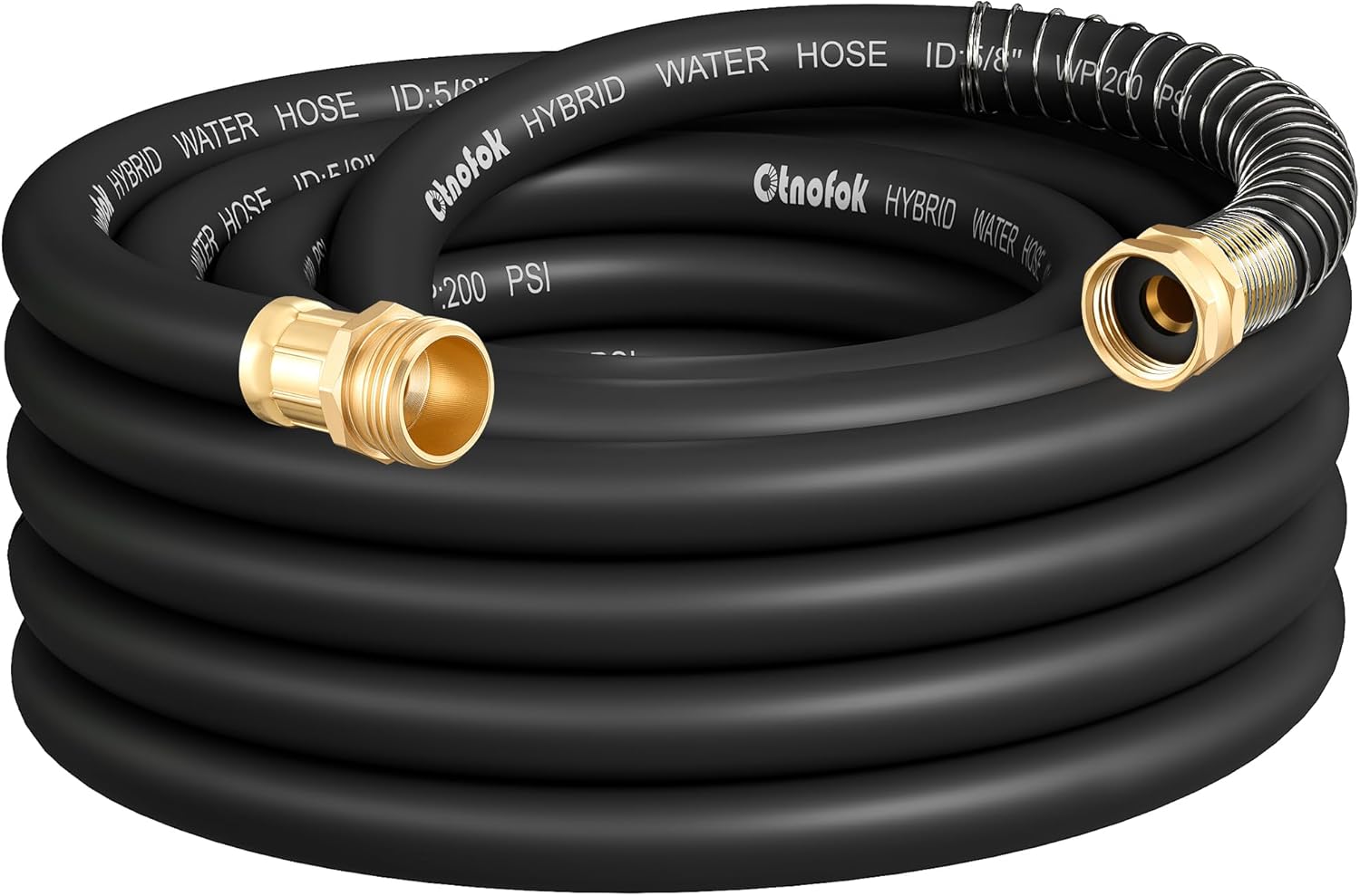 Heavy Duty Garden Hose 30 ft x 5/8", 5-Layer Hybrid Rubber Water Hose with 3/4" Swivel Brass Male to Female Fittings, 1000 PSI Burst, Leak-Proof & Weather Resistant for Lawn, Backyard, Black