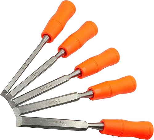 Miniatura 2 de LBY Juego de cinceles de madera de 5 tamaños, 6/8/10/12/0.551 in (.24''/.31''/.39''/.47'') kit surtido de cinceles para carpintería y tallado