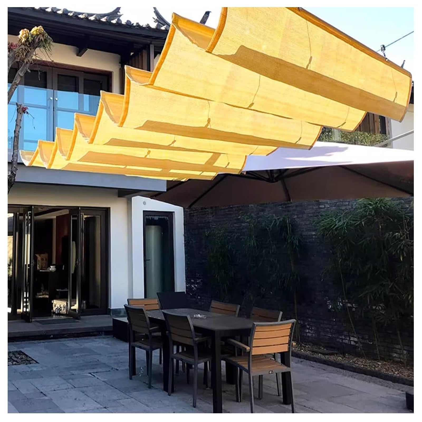 Intrekbare Wave Luifel pergola Cover, Intrekbare Wave Zonwering zeil, Pergola Schaduw Cover Intrekbaar, Buiten U-vormig Wave net, Wave Luifel, Zonbescherming, Ademend(W1.5*L20m/W4.92*L65.62ft