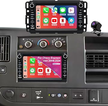 Android Radio for Chevrolet Chevy Express Van 1500/2500/3500 2008-2026, Traverse 2009-2012, Monte Carlo 2006-2007, Buick Enclave 7 Touchscreen Car Stereo CarPlay Android Auto BT GPS Camera 5GWiFi FM