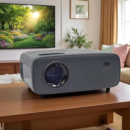 Miniatura 2 de onn. Proyector de cine en casa HD 1080p LCD, listo para transmisión, cable HDMI de 6 pies, altavoz de 5 vatios, control remoto, tamaño de imagen de