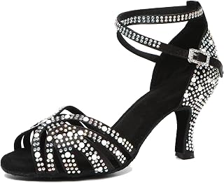 Hanfike Comfortable Dancing Shoes for Women Rhinestones Beaded Wedding Sandals