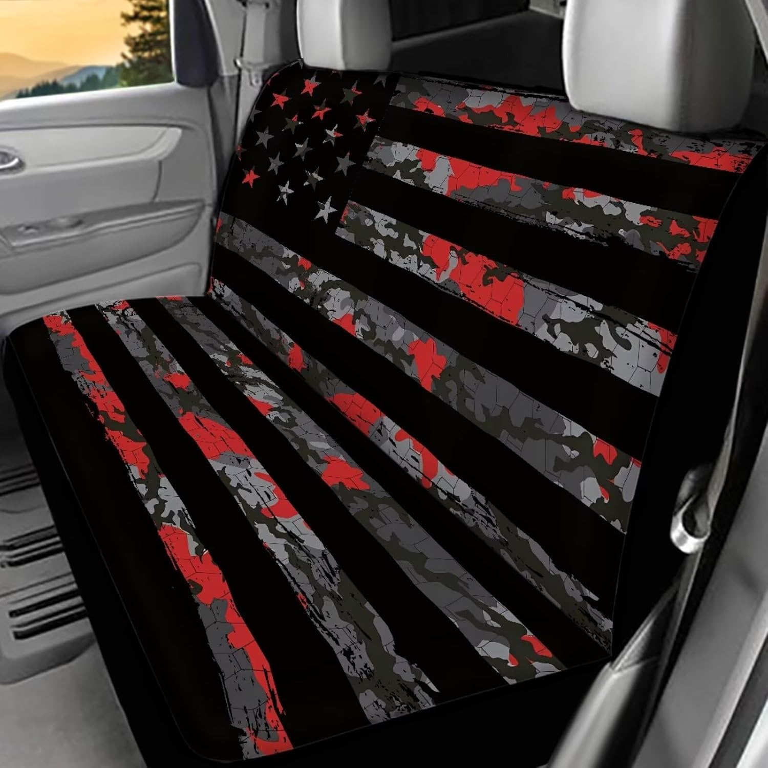 AFPANQZ Universal Car Seat Covers for Rear Seat American Flag Car Rear Seat Cover Cushion Accessories High Stretchy Rear Seat Covers Dog Seat Cushion Covers Protector Fit Almost Vehicle Cars