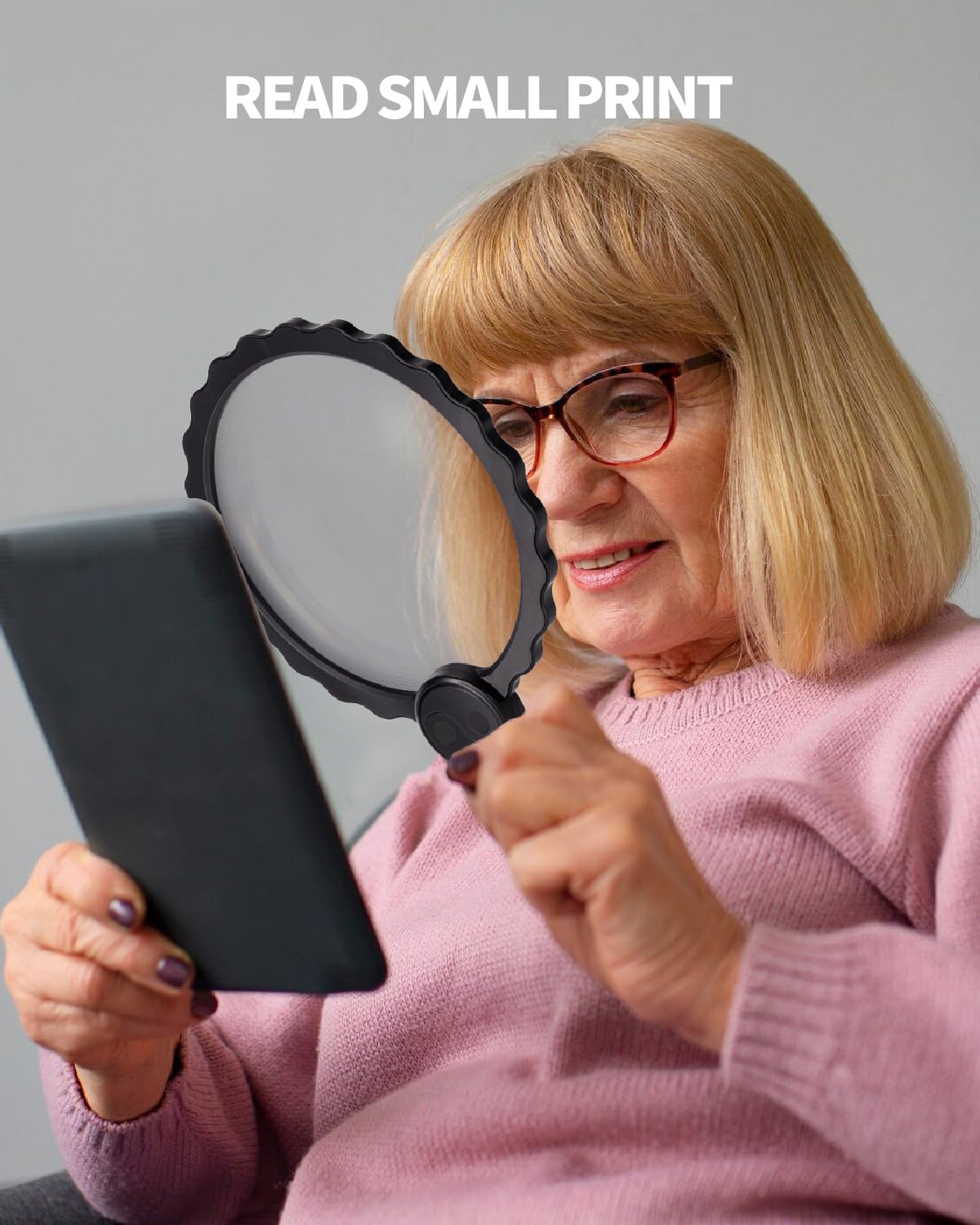 HEMONNKAM 5X Handheld Magnifying Glass, 6.1IN Large Viewing Area Loupe Magnifier for Reading and Close Work, Black - Image 8