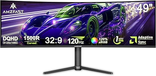 Amzfast Écran PC Gamer 49 Pouces 120Hz/DQHD (5120x1440) 3…