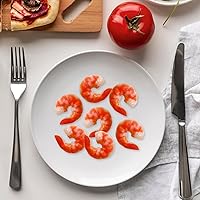Vista 8 de Hiawbon 15 figuras artificiales de camarones de plástico realistas, camarones pelados falsos, modelo de camarones de comida simulados para el hogar