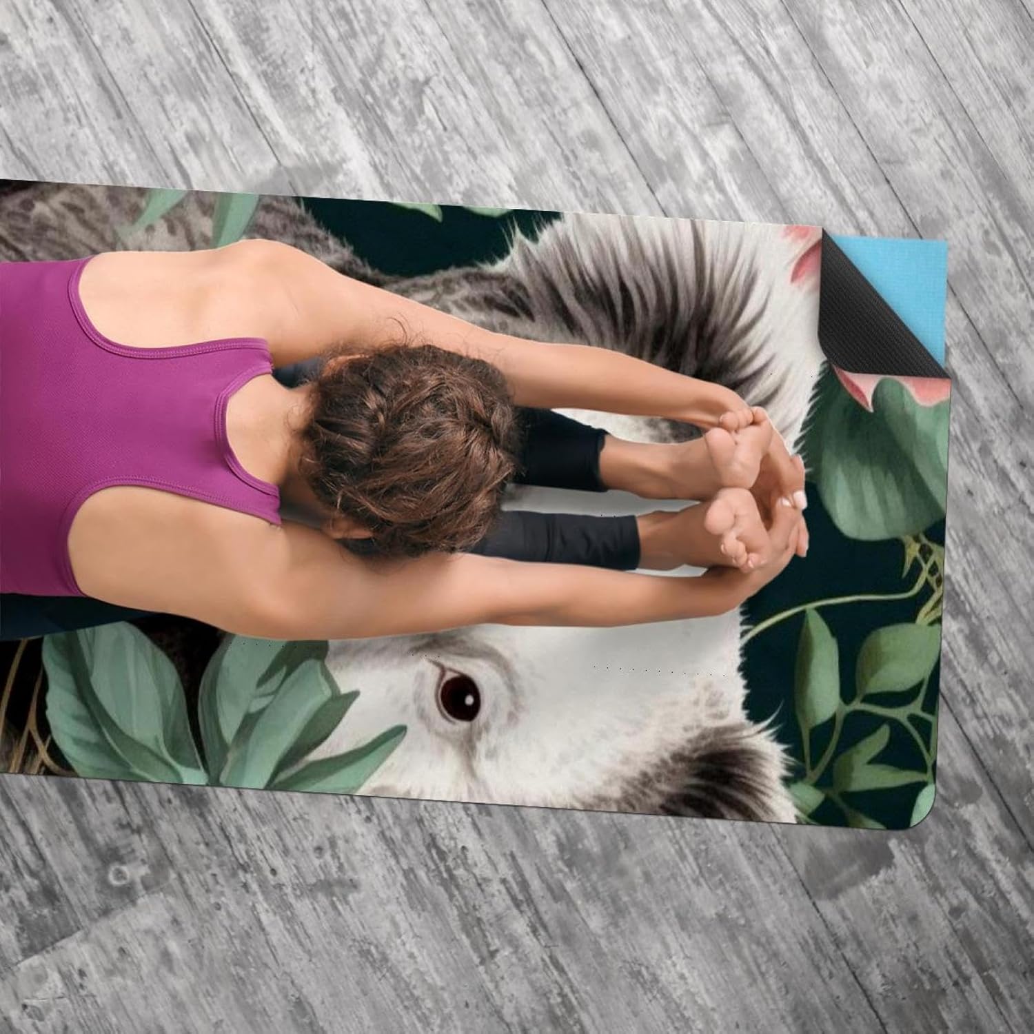 Yoga Towel, Koala Flowers Pattern Non Slip Sweat Absorbent Hot Yoga Mat Towel for Hot Yoga, Pilates and Fitness - 72.8" x 26.8"