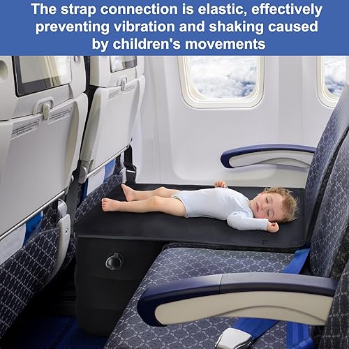 Miniatura 4 de Cama de avión para niños pequeños | con cojín inflable para pies | Bolsa inflable suave y portátil – No necesita bomba | Cama de viaje extensor de