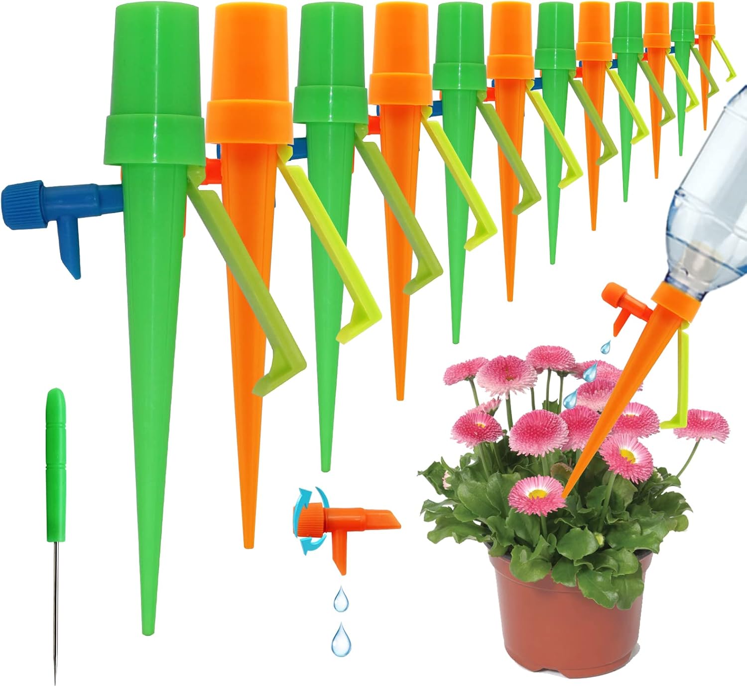 MQUPIN Plant Watering Devices, 12pcs Self Watering Spikes with Anti