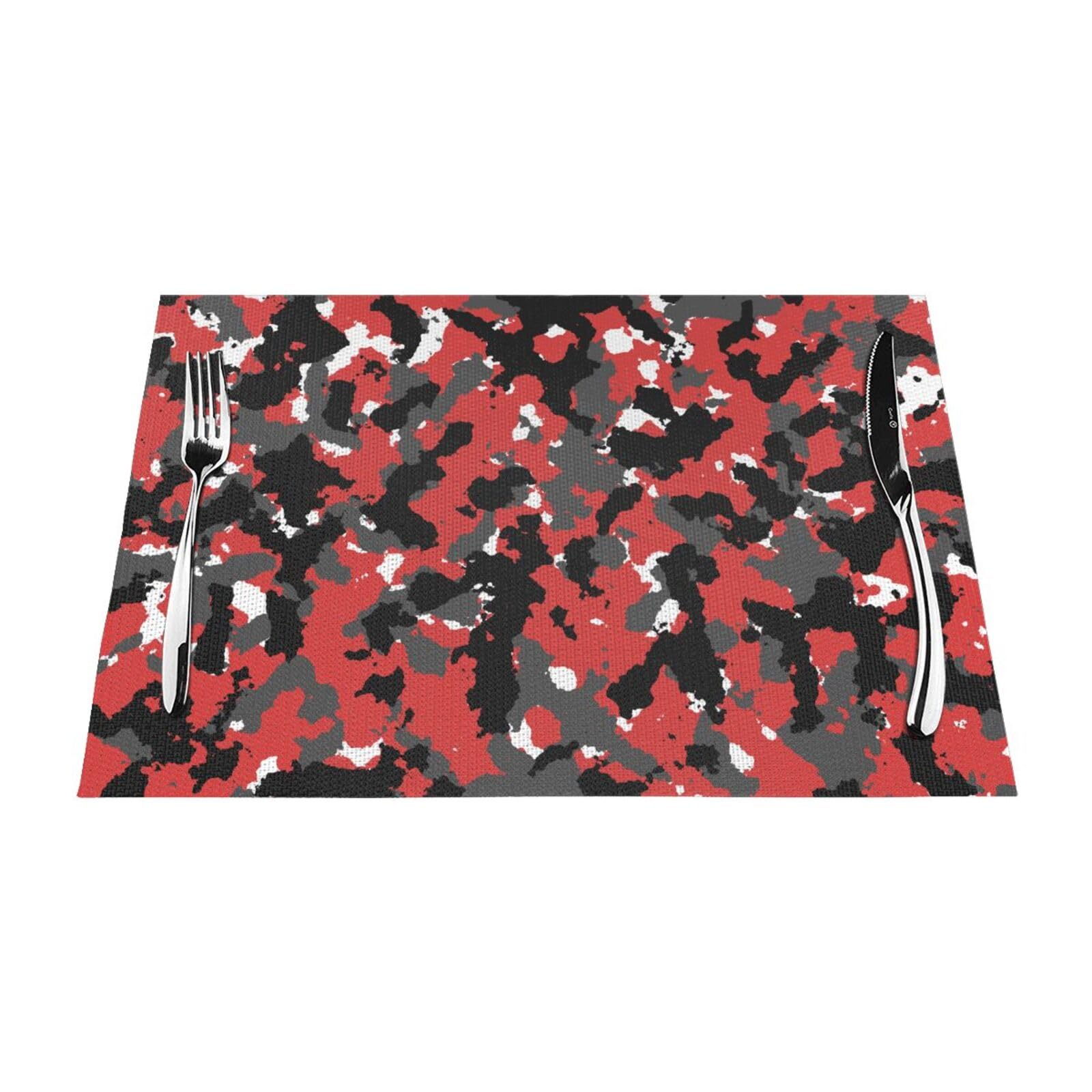 PVC Placemat Set of 6 PCS, 45x30 CM, Camouflage Printed Non-Slip Heat Resistant Place Mats for Kitchen Dining Table Indoor Outdoor