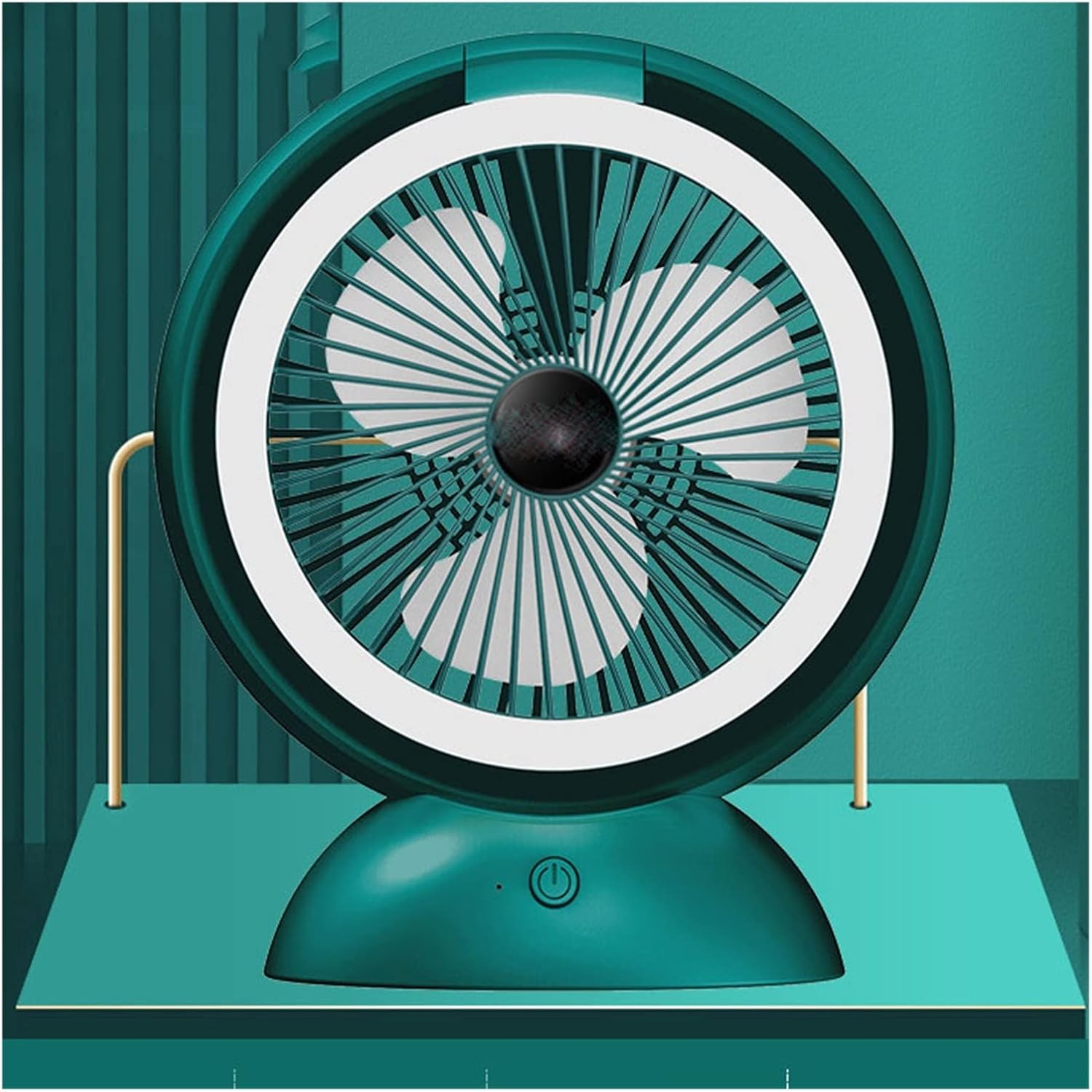Home Desktop Electric Fan Charging Portable Cooling with LED Table Lamp 4 Speed Strong Wind(D)