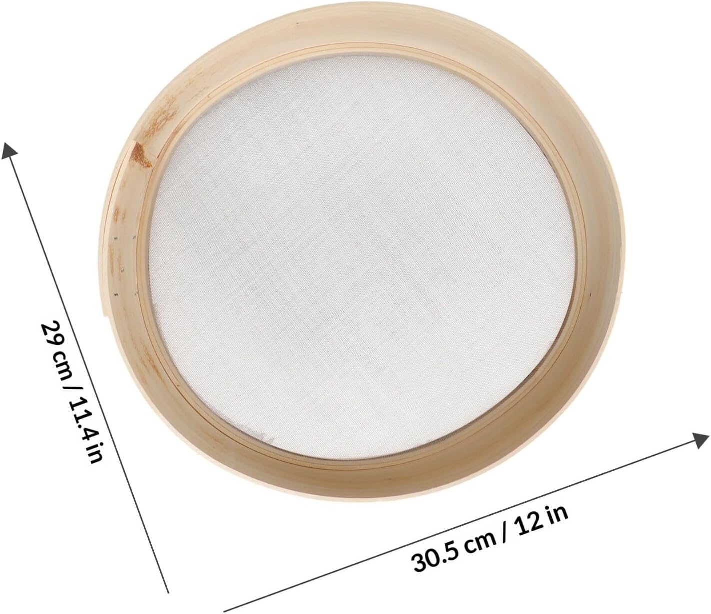 Wooden Flour Sieve Handheld Fine Mesh Sifter 27cm Diameter Household Baking Flour Strainer for Dough and Soy Milk Filtering