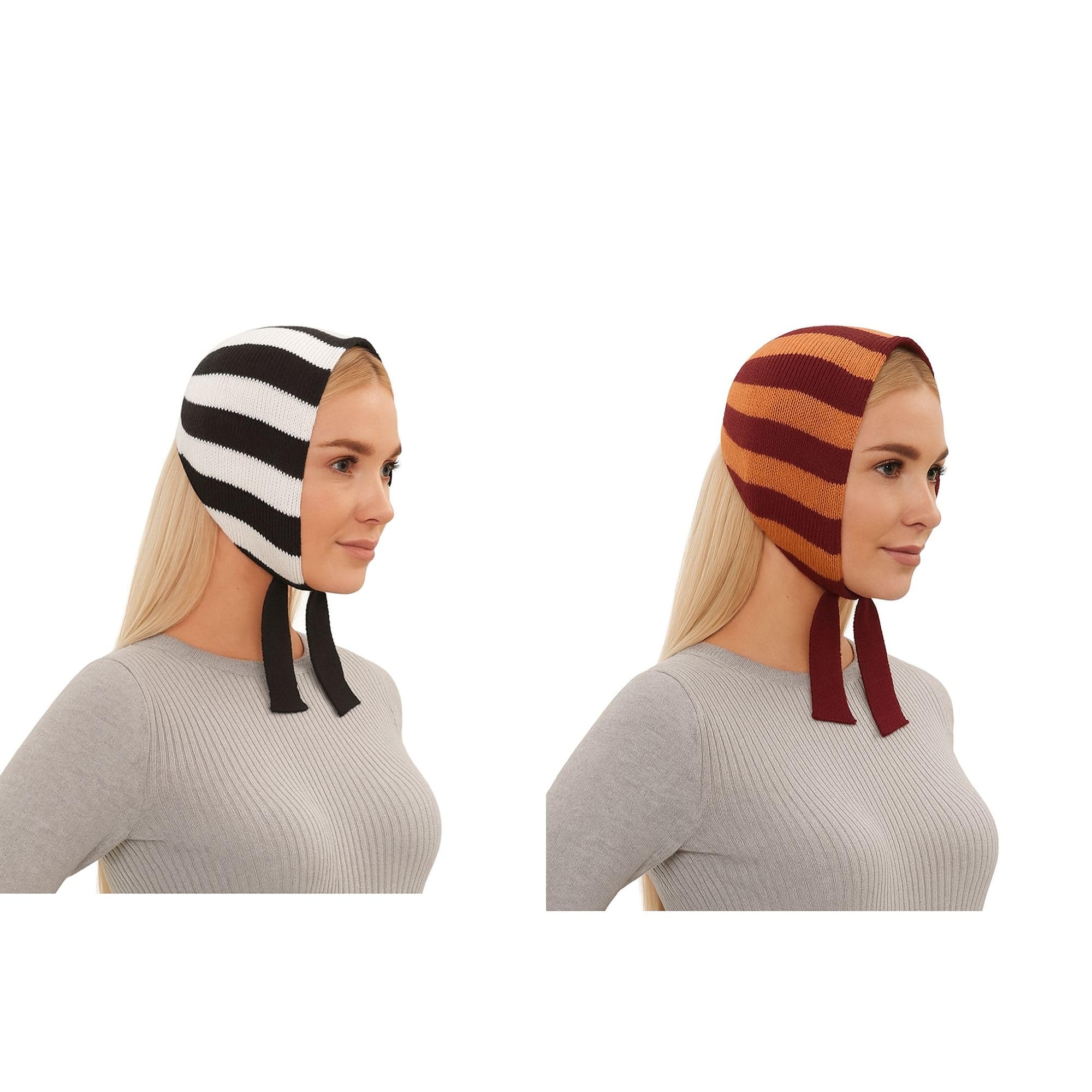 Pack of 2 Striped Maternity Mufflers for Women (Multicolored, Design Varies) – Winter Wear Woolen Head Muffler/Scarf – Soft & Warm (Size 22x9 Inches)-image-45