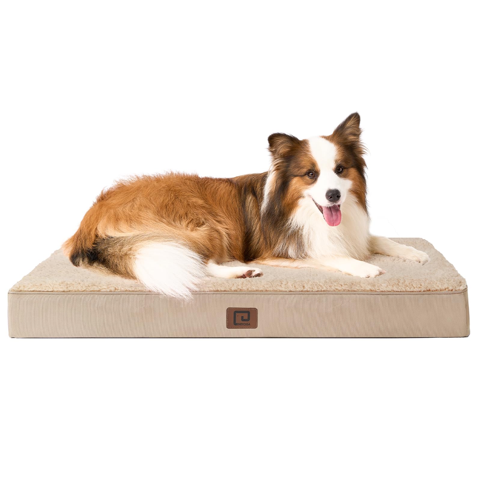 EHEYCIGA Cuccia Cane Interno Taglia Grande XL, (104L x 69W cm) Ortopedica Cuscino per Cani, Cuscino Cane Sfoderabile e Lavabile, Ortopedico Lettino per Cani, Orthopedic Dog Bed, Cachi