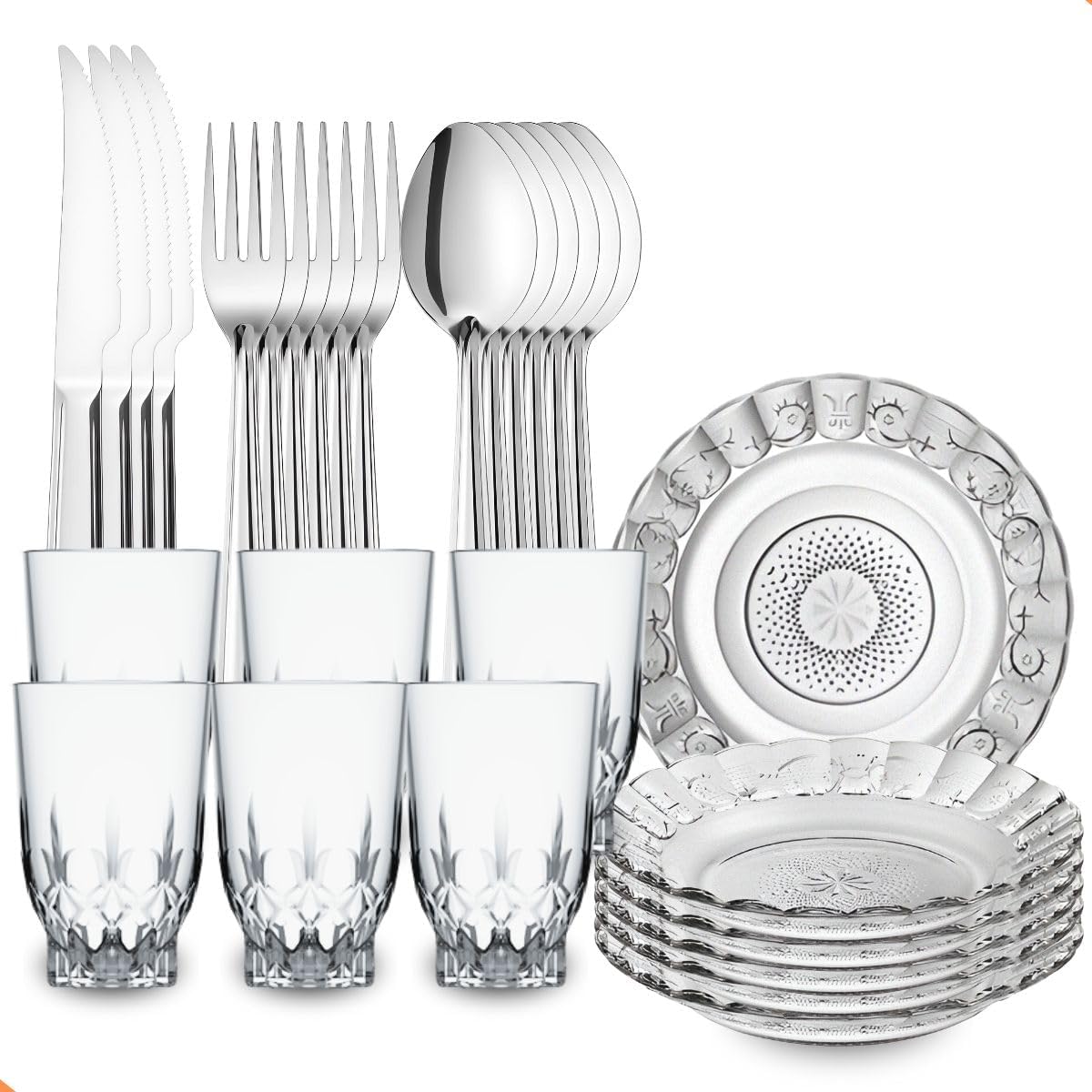 Kit Jantar 30 Peças – 6 Pratos Fundos Estrela, 6 Copos Vidro 230ml, 18 Talheres Aço Inox – Sofisticação, Praticidade e Elegância para Sua Mesa Kit Jantar 30 Peças – 6 Pratos Fundos Estrela, 6 Copos Vidro 230ml, 18 Talheres Aço Inox – Sofisticação, Praticidade e Elegância para Sua Mesa