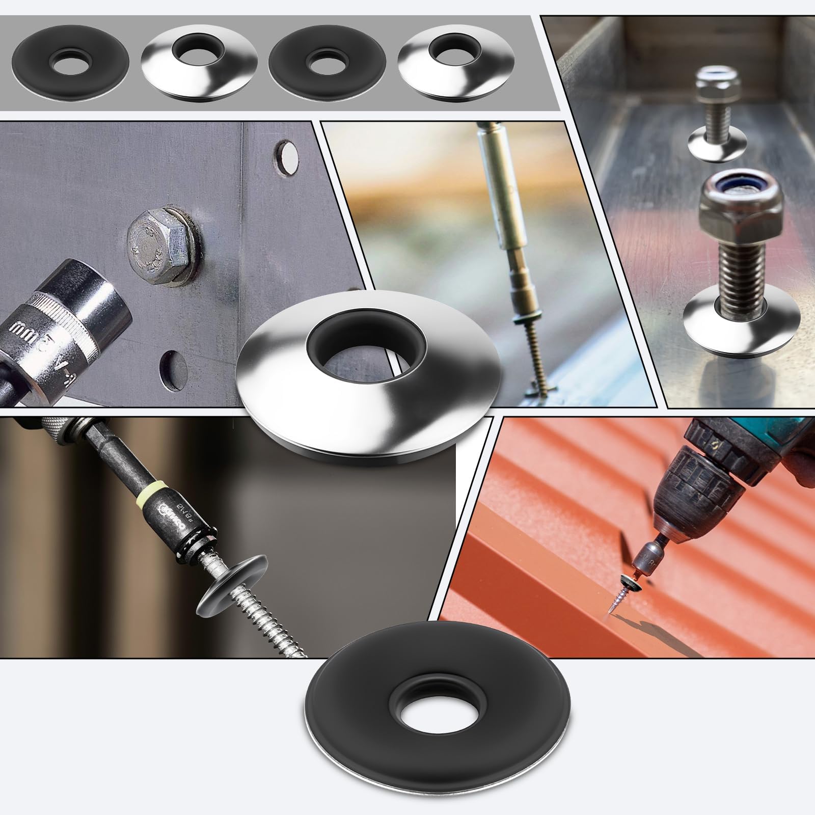 60 Pezzi Rondelle in Gomma in Acciaio Inox 304 M4,2x12 mm Rondelle di Tenuta con Guarnizione EPDM Piatte per Viti Autofilettanti e Viti Idrauliche