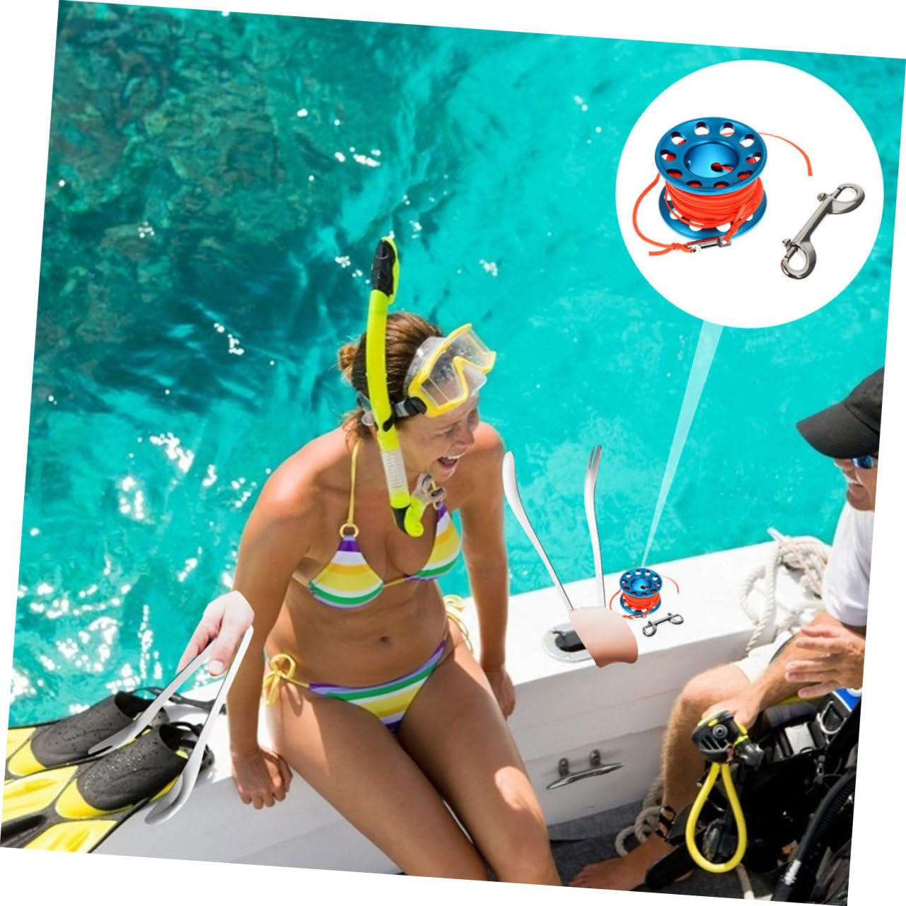 2 Sets Advanced Scuba Spool Reel Für Taucher Tauchen Reel Tool Unterwasser Tauchen Spool Snap Clip
