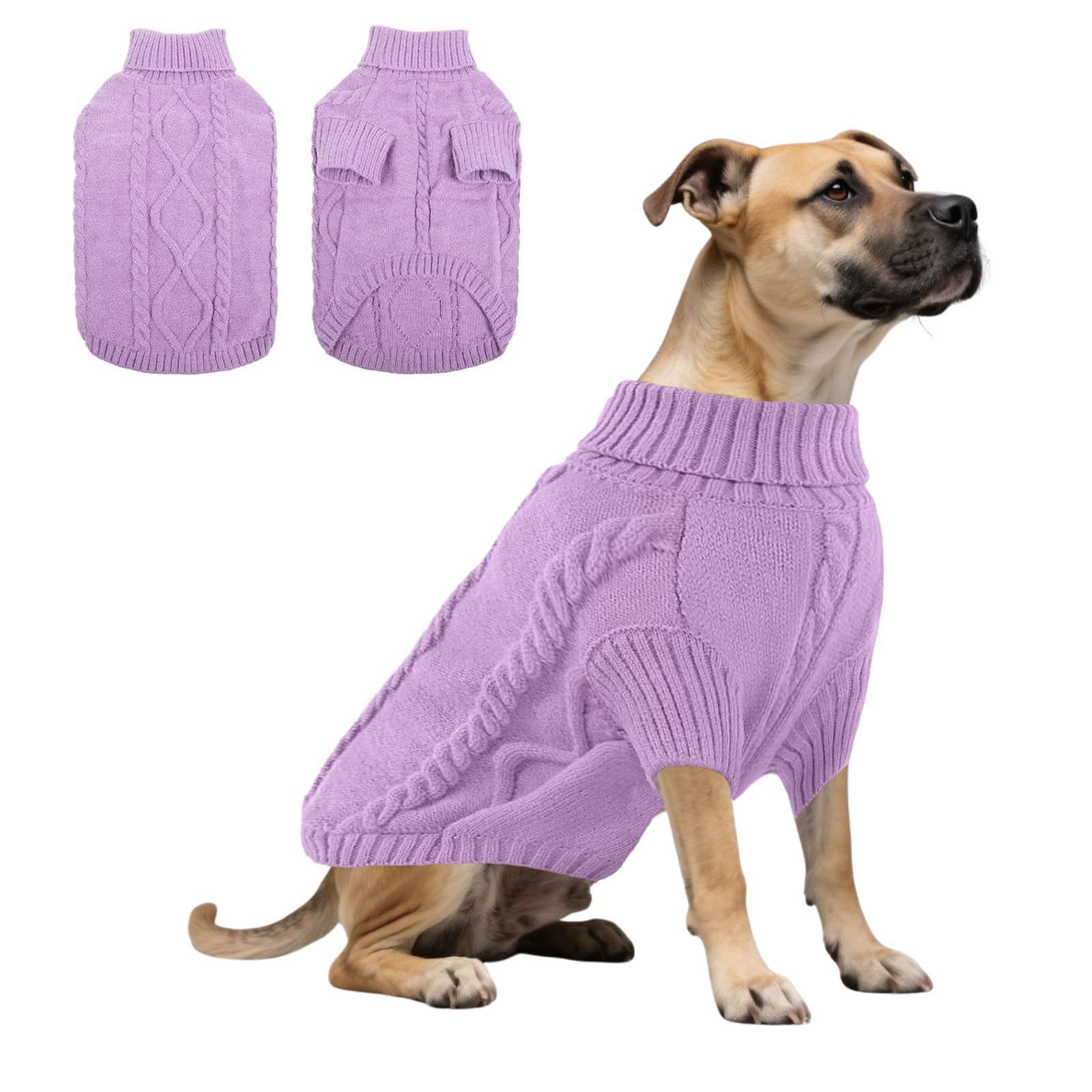 Dog Knitted Sweatshirt,Dog Winter Warm Jumpers Turtleneck Knitwear Cold Weather Puppy Vest Clothes for Cat Puppy Small Medium Large Dogs_XS(Light Purple)