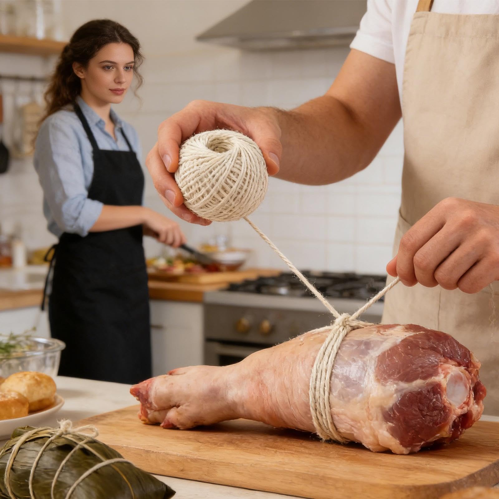 Generico Spago da Cucina – Filo di Cotone Resistente da 85 M | Spago da Macellaio in Cotone – Spagu da Forno Sicuro per Alimenti per Carne, Arrostire Tacchini, Avvolgere, Giardinaggio E Artigianato
