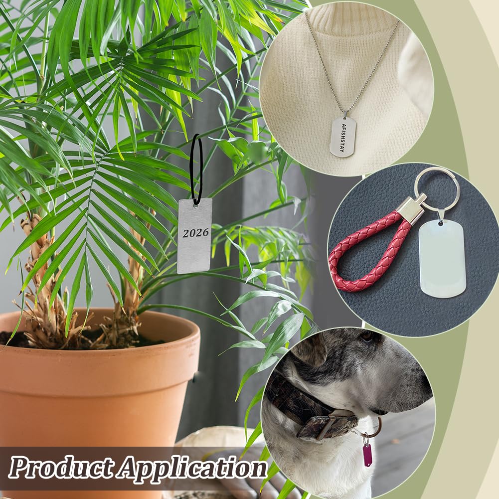 PH PandaHall 40 targhette vuote in metallo da incidere 3 x 6 cm, etichette rettangolari per piante, etichette per alberi in alluminio, per la creazione di gioielli per animali domestici, etichette