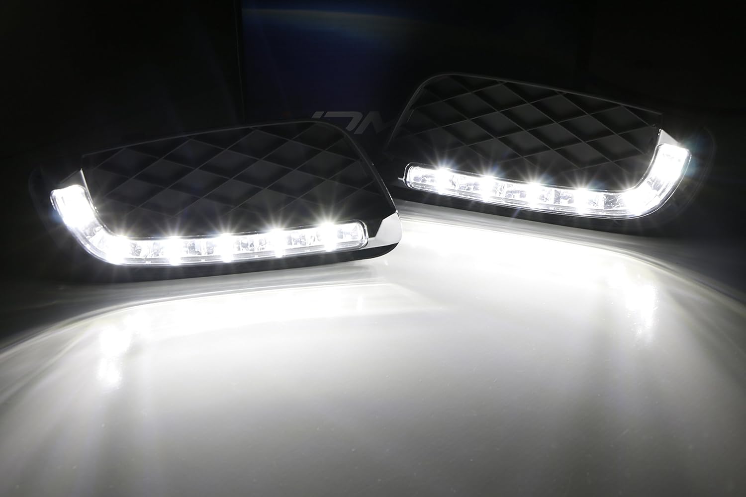 iJDMTOY Brabus-Style Xenon White LED Daytime Running Light Kit Compatible With 2008-2012 W451 Smart Fortwo, Lower Bumper Grille Insert DRL Bezel Assy
