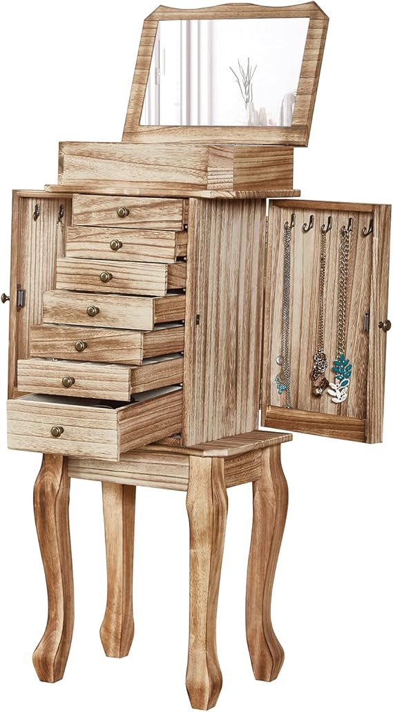 Emfogo Standing Jewelry Armoire, 7 Drawers & 2 Side Doors