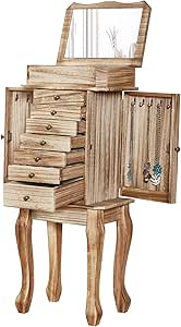 Emfogo Standing Jewelry Armoire with 7 Drawers, 2 Side Doors, and Top Flip Mirror