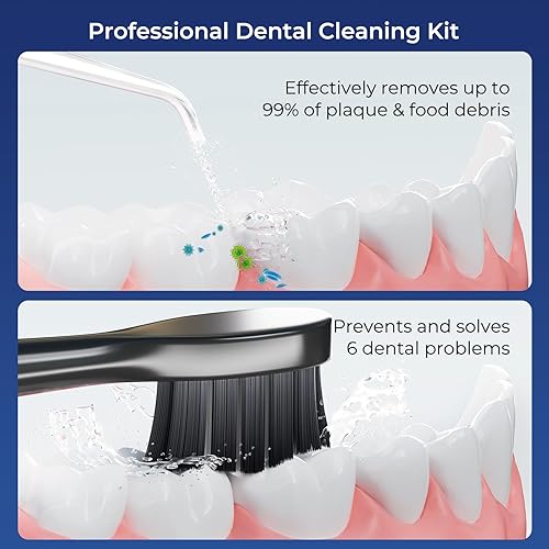 Miniatura 2 de KUEIOX Cepillo de dientes eléctrico con irrigador de agua inalámbrico, 10.8 fl oz, portátil de viaje para dientes con 5 modos y 6 puntas de chorro e