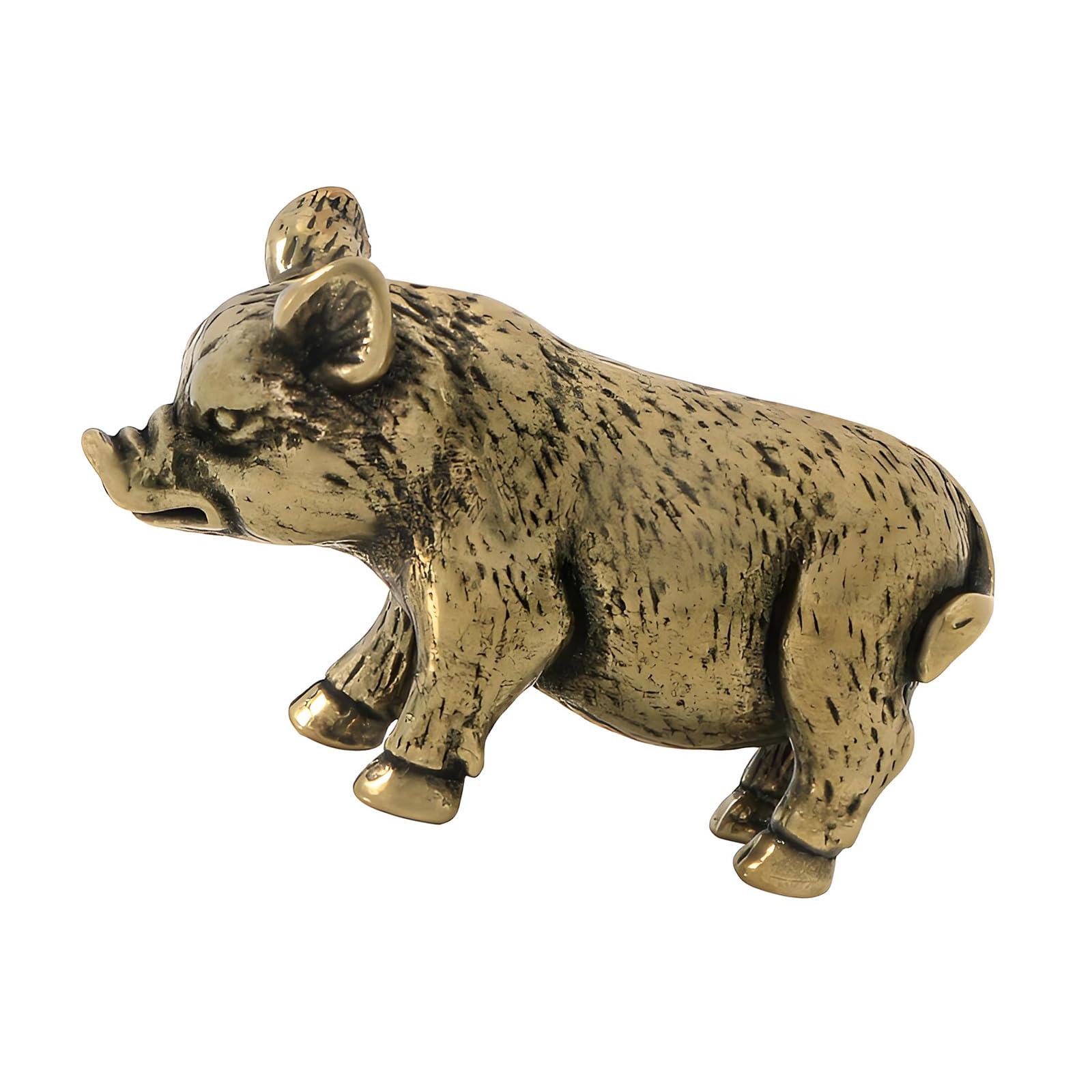 CAZSTYK Zodiacs Pigs Animal Figurine Antique Finish Brass Miniature Statue Symbolizing Good Luck Home Decors Collectible Gifting Little Pigs Sculpture