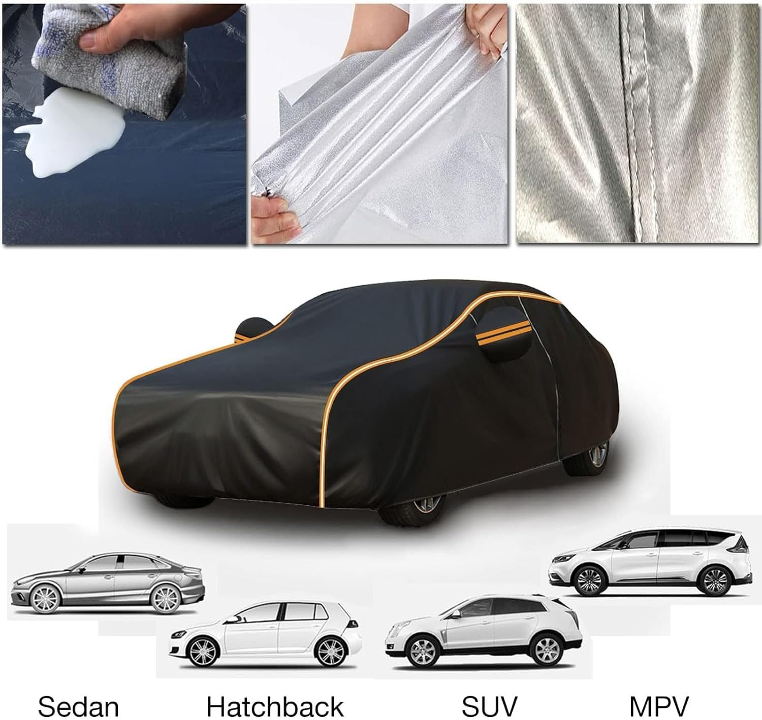Waterproof Car Cover Compatible with Renault Sandero 2012-2023 Cover All Weather Protection with Side Zipper and Reflective Strip,Custom Outdoor Full Car Covers UV Resistant Rainproof Windproof