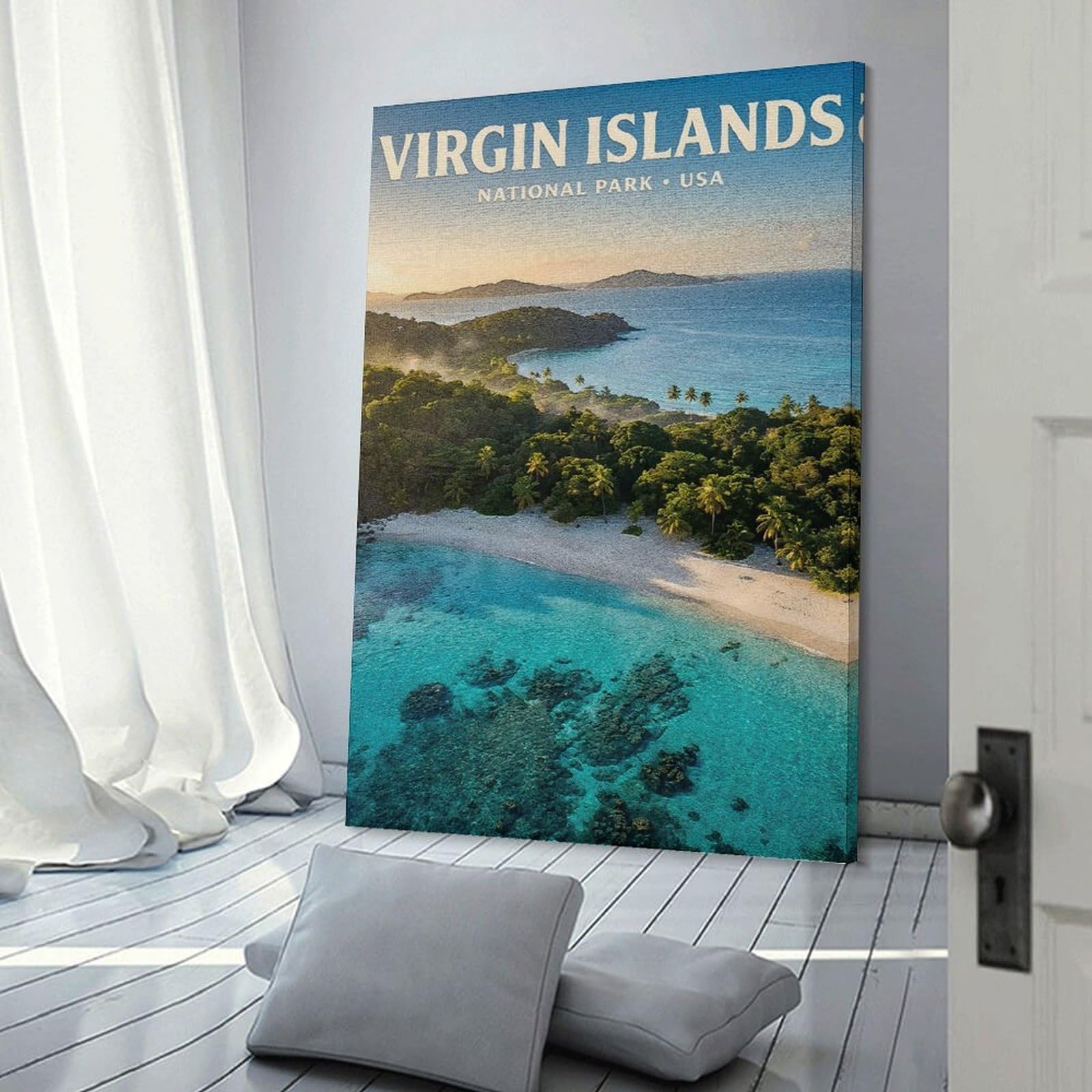 Junmoney Wall Art Print Virgin Islands National Park, 16x24inch(40x60cm), for Hallway, Bedroom Or Modern Interiors, Thoughtful Wall Decor for Art Lovers