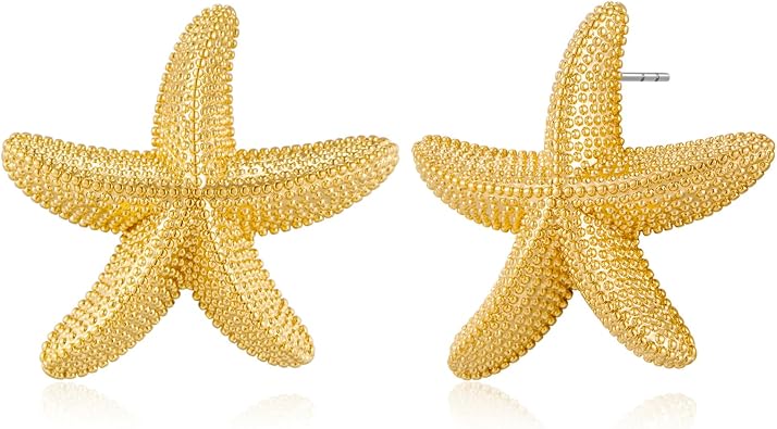 أقراط ذهبية مكتنزة للنساء أقراط Conch Seashell Starfish أقراط Boho Ocean أقراط خمر أقراط هندسية مجوهرات الشاطئ الصيفي