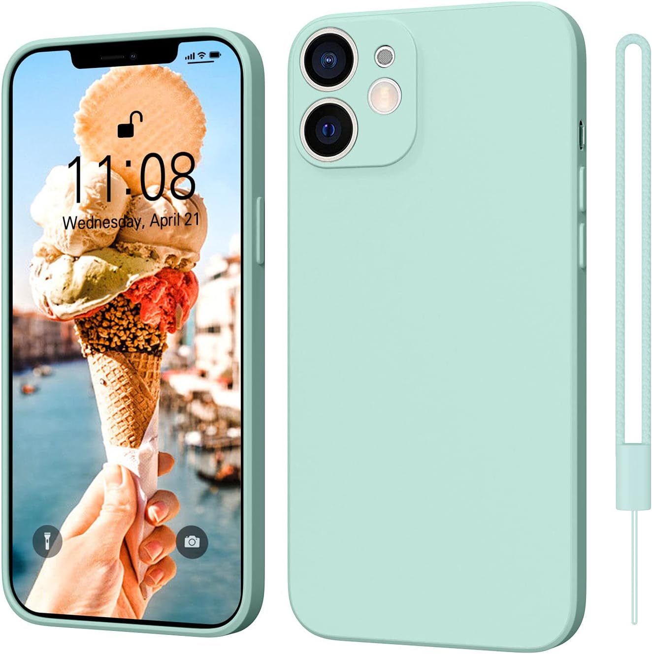 ORDA Protective Silicone Case for iPhone 12 Mini - Slim Soft Gel Scratch-Proof Case for iPhone 12 Mini 5.4 inch - Mint Green