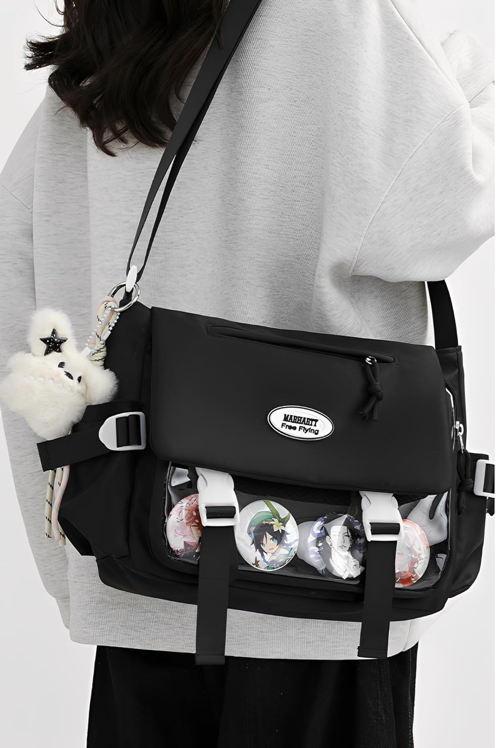 Black Ita Messenger Bag Crossbody with Insert