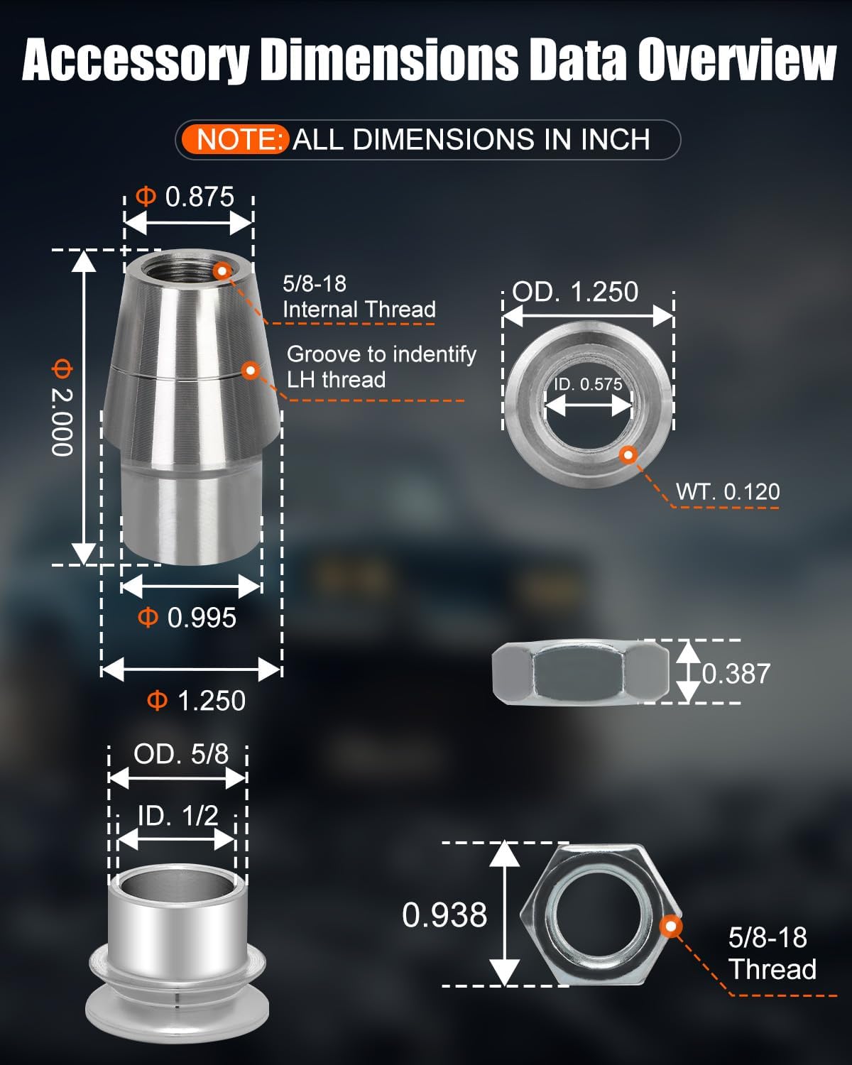 5/8'' Heim Joint Rod End Kit, .625" Chromoly Joints Panhard Kit, 2 Set Left and Right Hand Thread with Tube Adapter and Jam Nut, 5/8'' Rod End Heim Joint for Steering Kit, Suspension, Traction Bars