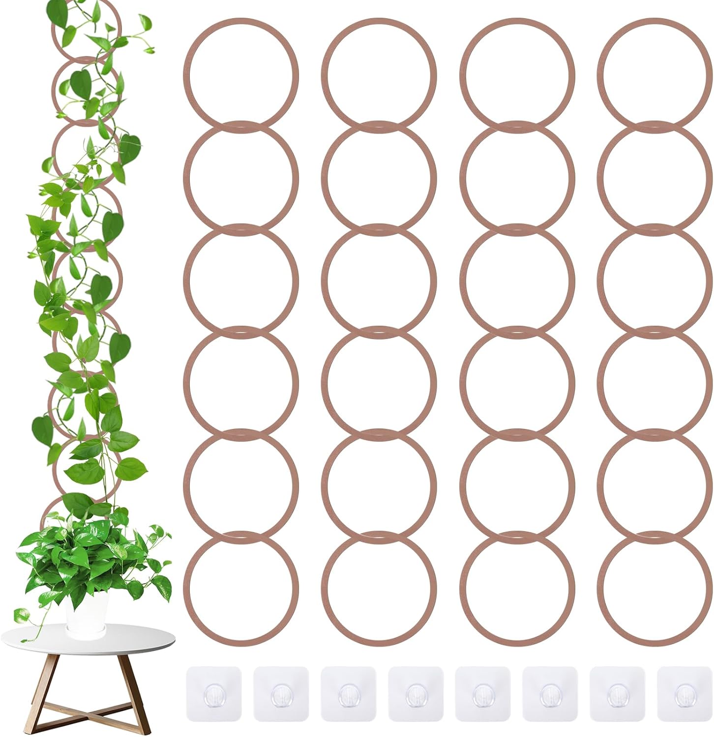 20pcs Wooden Chain Trellis for Climbing Plants 5'' DIY Plant Climber Support for Vines and Garden Wall Trellis Garden Chain Trellis Indoor and Outdoor Accessories for Monstera Pothos Ivy Flower