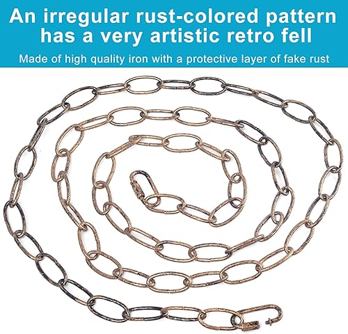 Miniatura 2 de Cadena de araña con acabado de bronce envejecido de 6.5 pies (0.118 in), cadena de metal colgante vintage con un aspecto oxidado falso, extensión de