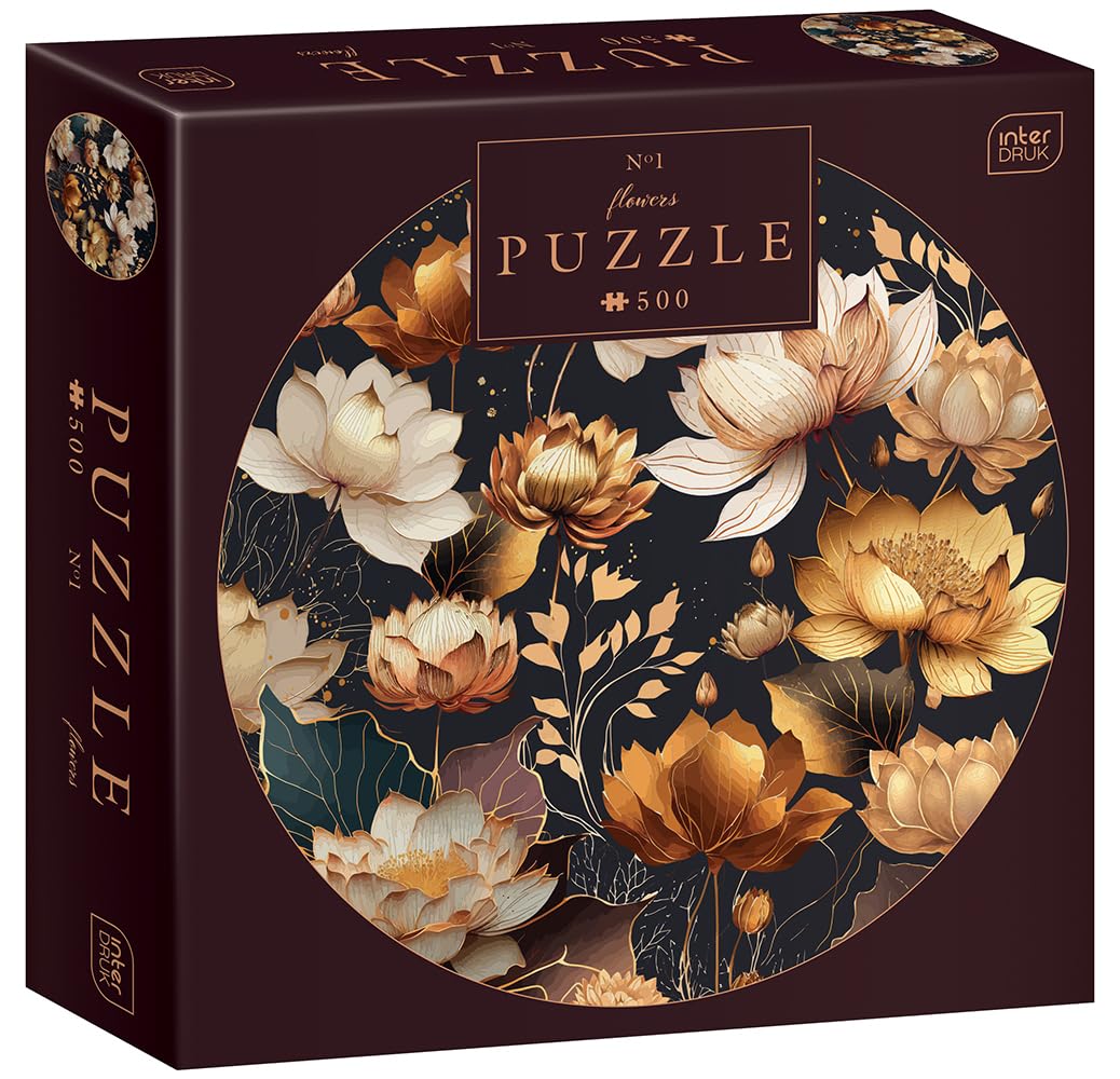 Interdruk - 500 Piece Round Jigsaw Puzzle for Adults - Flowers no. 1, 63 cm (diameter)