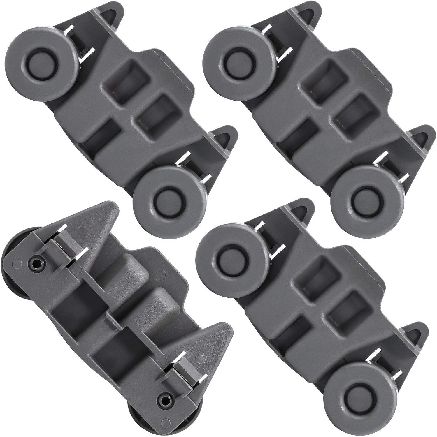 AMI PARTS W10712394 Dishwasher Rack Adjuster Metal Kit & 4 PACK W10195416 Dishwasher Wheels Lower Dish Rack Roller Wheels