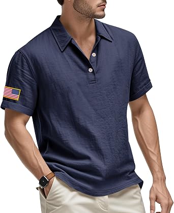 Mens Golf Shirts Graphic Button Down Pullover Short Sleeve Business Summer Collared Slim Fit Workout Casual Tops