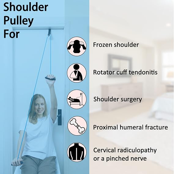 Hshbxd Shoulder Pulley Set - Over-the-Door Physical Therapy Style, Plastic, Blue