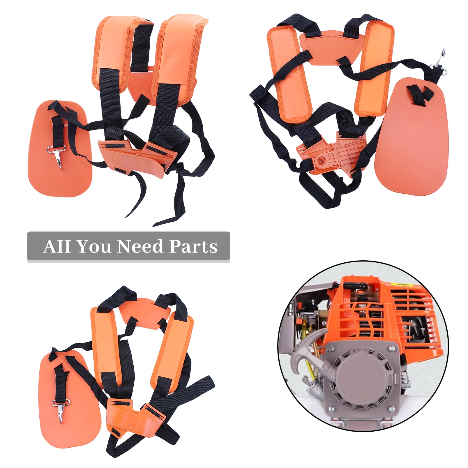 HAISHINE Universal Double Shoulder Strap for Grass Trimmer Brush Cutter Harness Belt Garden Power Pruner Nylon Orange
