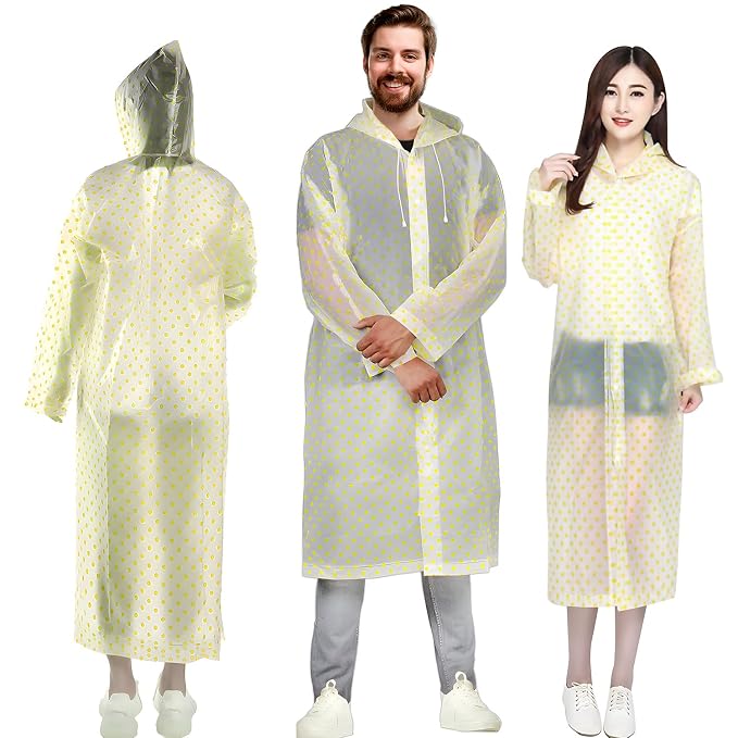 HACER EVA Rain Coat Waterproof with Hood Transparent Water Resistant Rainwear Bike Rainsuit for Men & Women (Universal, Random)