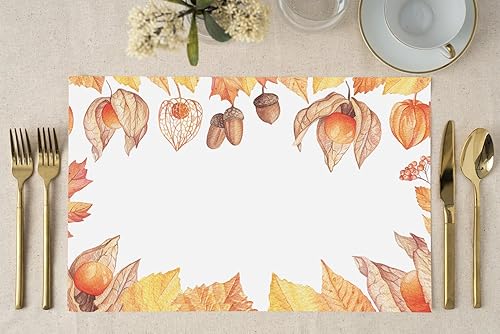 Miniatura 2 de DB Party Studio Autumn Season - Juego de 25 manteles individuales de papel, diseño clásico, diseño de otoño, hojas rústicas, para niños, Halloween,