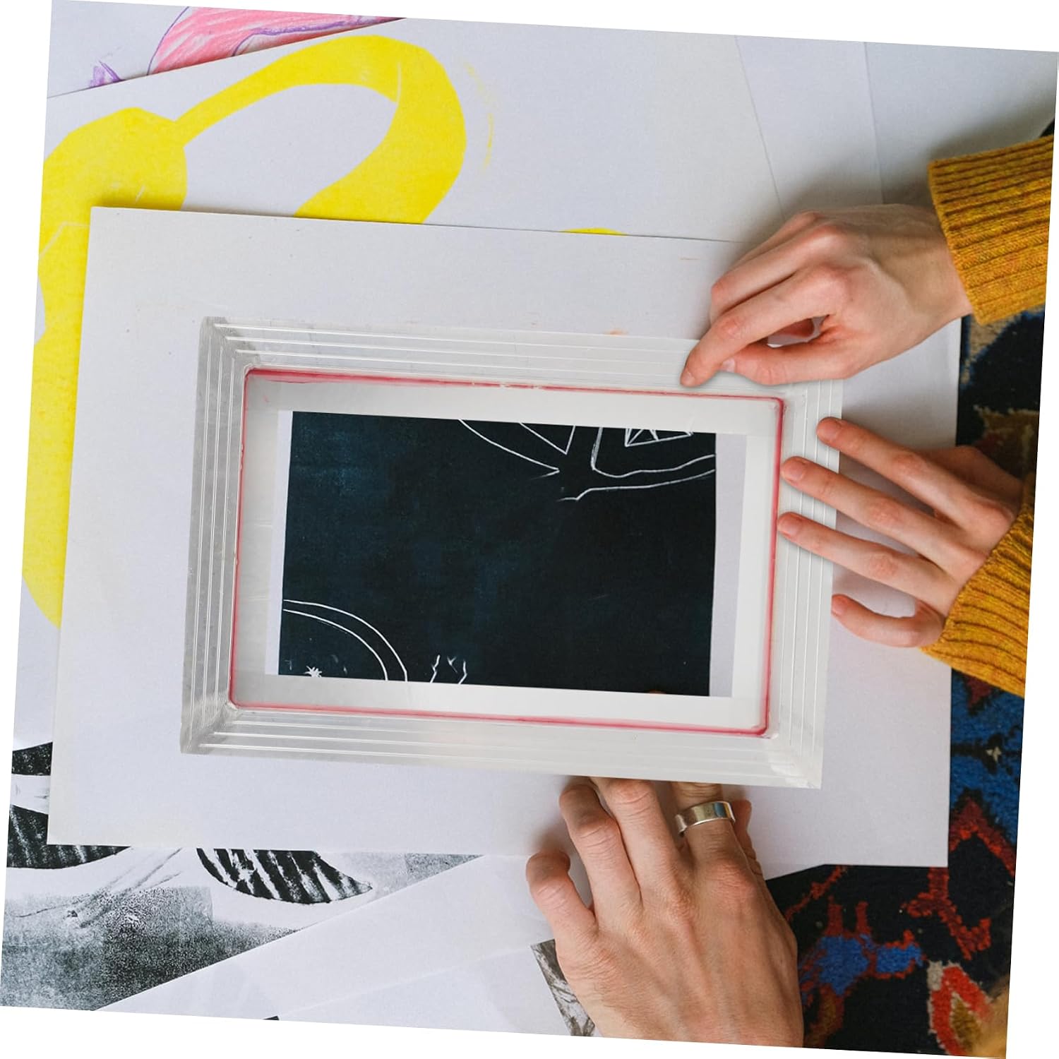 STOBOK Aluminum Alloy Silk Screen Printing Frame for DIY Projects Portable Design Shirts and Canvas Bags Easy to Use Screen Printing Tool